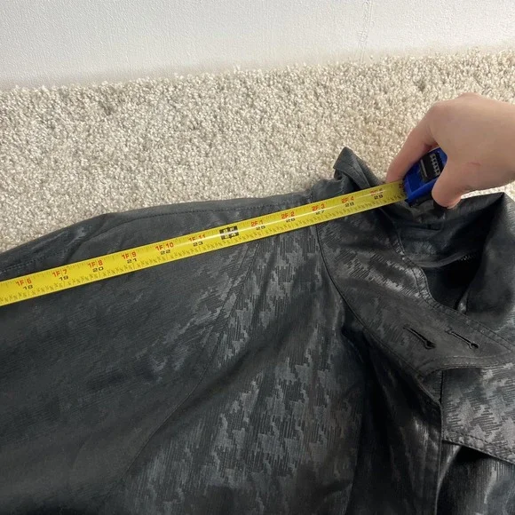 Vintage London Fog Coat Womens 4 Petite Gray Check Long Trench Lined Raincoat - Picture 9 of 10